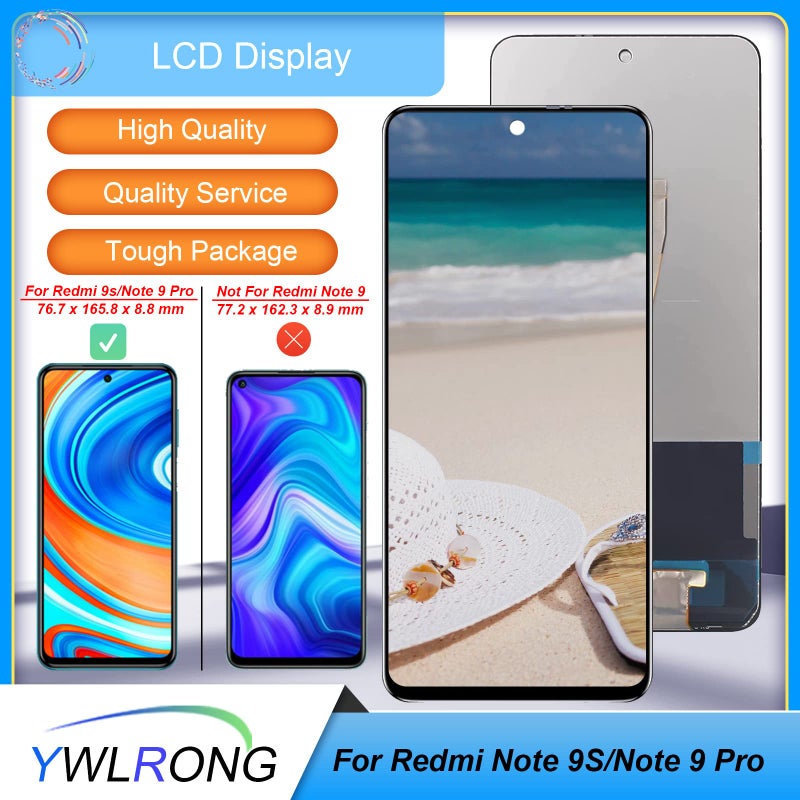 YWLRONG شاشة بديلة لهاتف شاومي ريدمي نوت 9 إس شاشة تعمل باللمس LCD بديلة لهاتف شاومي ريدمي نوت 9 برو مجموعة رقمية مع أدوات (أسود) - Image 2